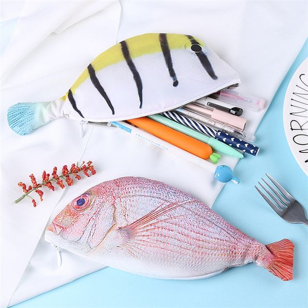 

new 4 styles unique sea fish shaped pencil bag korea personality pencil box student supplies stationery bag ia797