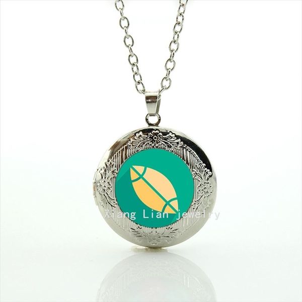 

Fashionable wedding bijoux locket necklace sport rugby football green and yellow ball jewelry gift for men and women NF034