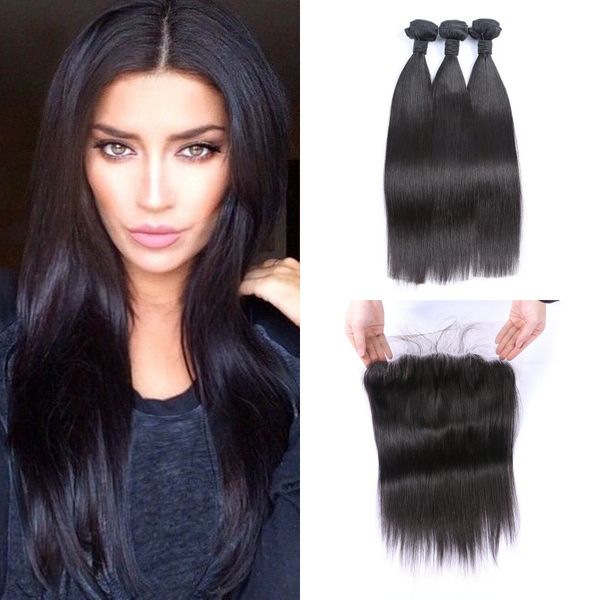 Full Lace Frontal With Human Hair Bundles Malaysian Virgin