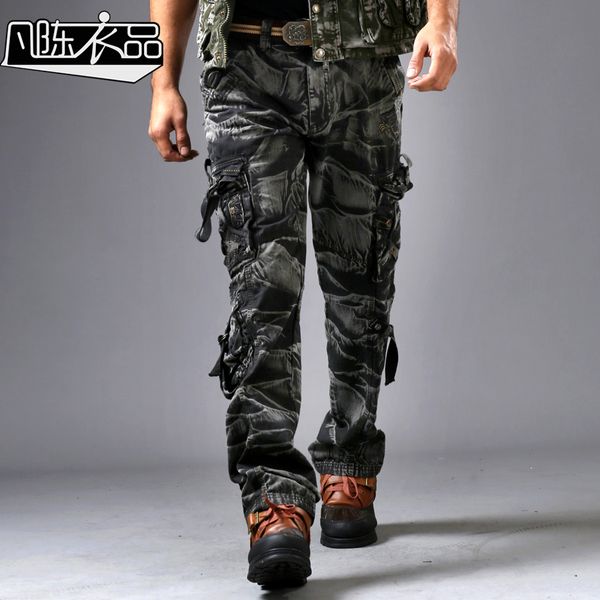 

wholesale-fanchenyipin 2016 summer new 3d urban camouflage pants baggy uniform plus size outdoor casual loose camo cargo pant for men, Black