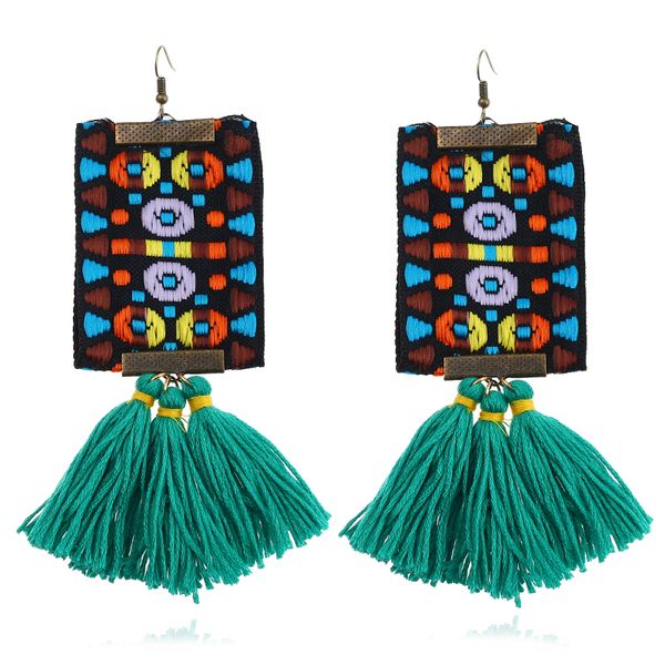 

Горячие продажи Boho хлопок кисточкой серьги мода заявление вышивка капли серьги д