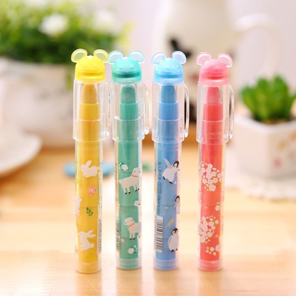 

wholesale-1 pcs cute kawaii candy color lipstick mini multi pencil erasers for kids office school supplies stationery children