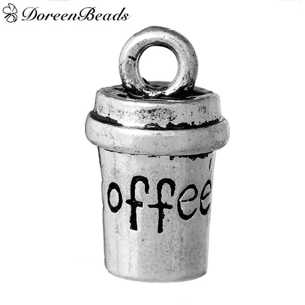 

zinc metal alloy 3d charms cup antique silver message " coffee " carved 15mm( 5/8") x 8mm( 3/8"), 10 pcs 2016 new jewelr, Bronze;silver