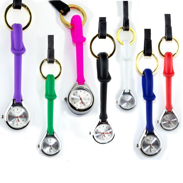 

silicone nurse watch fob pocket hanging loop nurse watches medical doctor hospital waterproof quartz ce approval gift fob, Slivery;golden