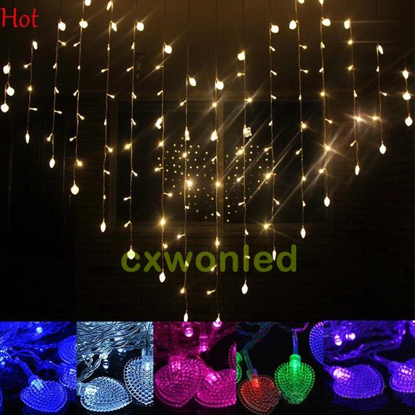 

сид сердце форма строка занавес свет 220в 110в светодиодные занавес огни 124pcs светодиодов 1.5 м*1.2 м рождество свадьба украшения свет