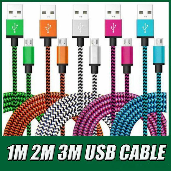 

3ft 6ft 10ft type c cable fabric nylon braided copper micro usb charger for samsung s7 s8 s9 note 8 any smart phone