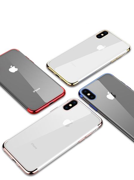 Soft TPU Case for iPhone X Cases Ultra Thin Transparent Plating Shining Case for iPhone 8 7 6 6S Plus Silicon Cover for iPhone X