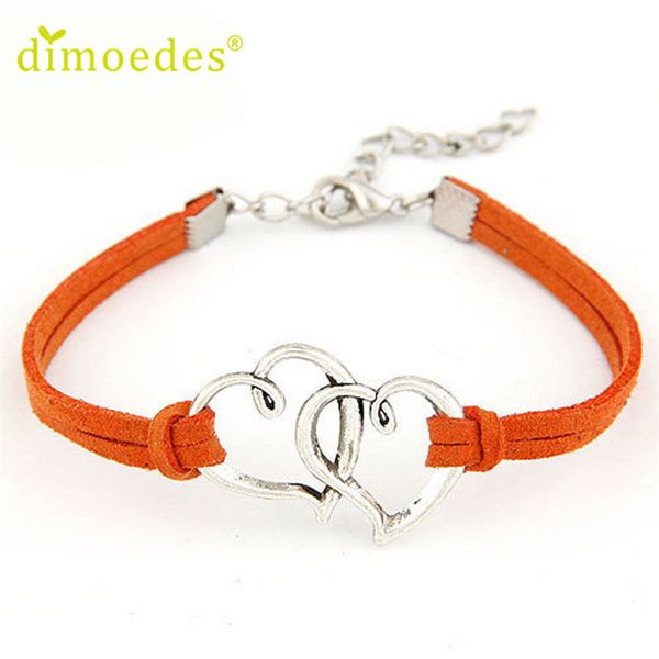 

wholesale-love heart handmade braided alloy love heart rope charm jewelry weave bracelet gift, Golden;silver