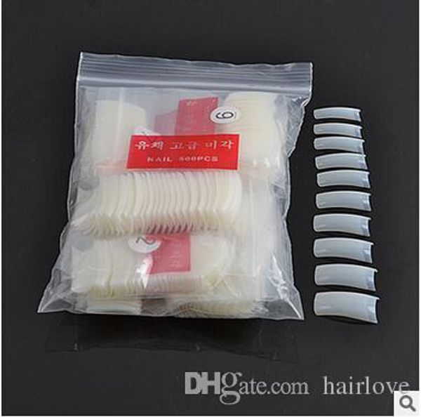 

wholesale-500pcs new nude false nails french acrylic uv gel fake nail art design tips half salon diy, Red;gold
