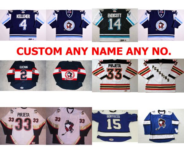 

2017 новый ahl wilkes barre scranton penguins mens 2 nate guenin 4 chris kelleher 100% вышивка пользовательские хоккейные jerseys goalit cut, Black;red