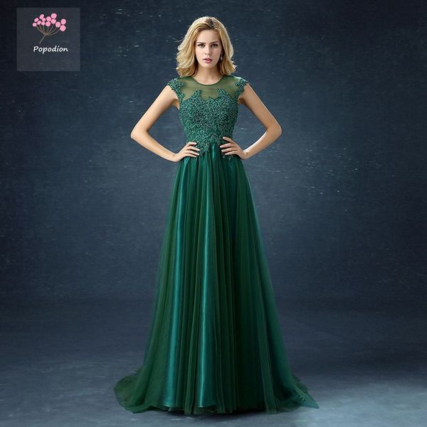 

popodion wedding party dress long style dark green bridesmaid dresses lace flower sister party dress wedding guest dresses5476591, White;pink