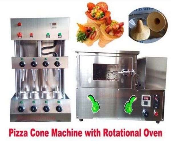 Cono della pizza commerciale che forma la macchina del produttore con forno della pizza rotazionale