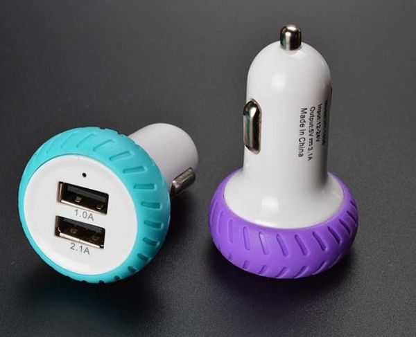 

Universal 5V 2.1 2A Mini double USB Tire Car charger Tyre Double dot adapter Travel chargers for iphone 6 6s plus Samsung Galaxy S7 S6