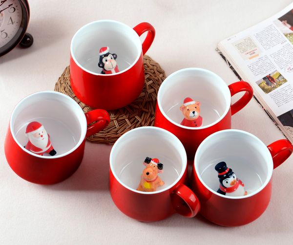 

400ml 3d morning mugs christmas coffee mug santa claus snow man ceramic cup