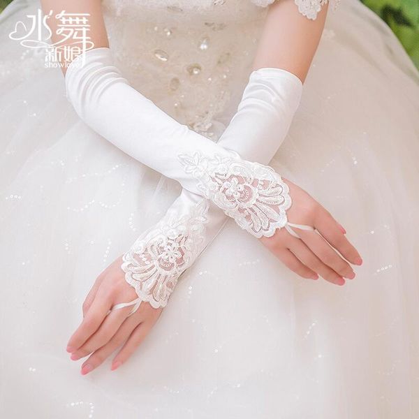 

lace bridal gloves long fingerless above elbow length new arrival bride glove wedding accessories fast shipping, White
