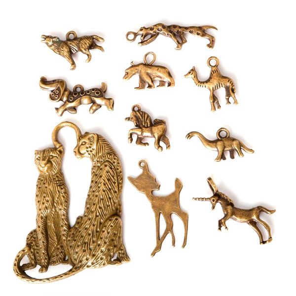 

new wholesale 45pcs/lot mixed tibetan zinc alloy leopard dog charms antique bronze plated pendants for diy jewelry findings j, Bronze;silver
