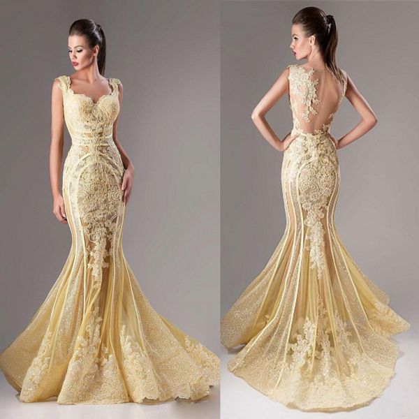 

Elie Saab Платья Вечерняя одежда Кружева Аппликация Русалка 2019 Вечерние платья Сексу