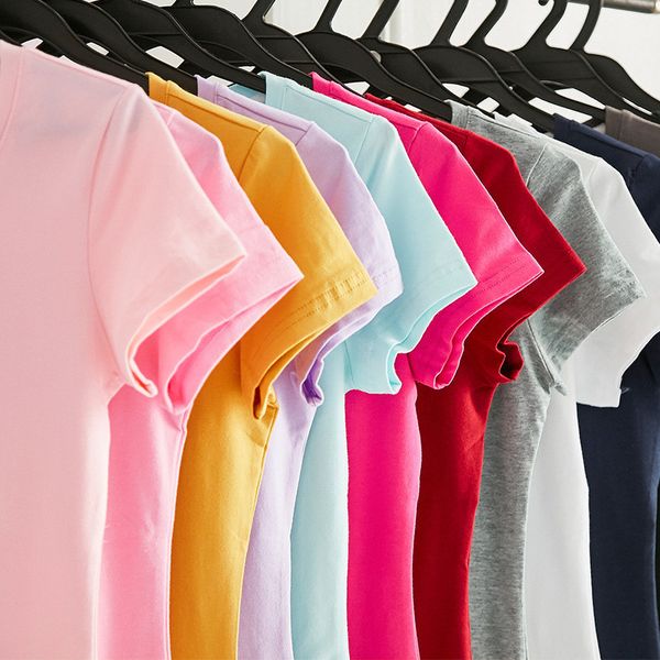 

basic quality colorful short shirt t high elastic cotton shirts female casual women sleeve t-shirt bmqac, Black