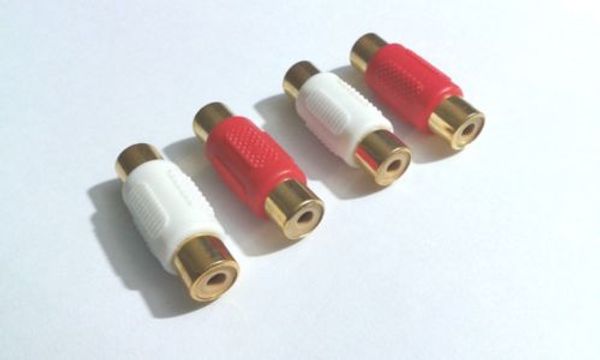 50 pcs banhado a ouro RCA Fêmea para Fêmea de Áudio e Vídeo Adaptador acoplador ADAPTADOR