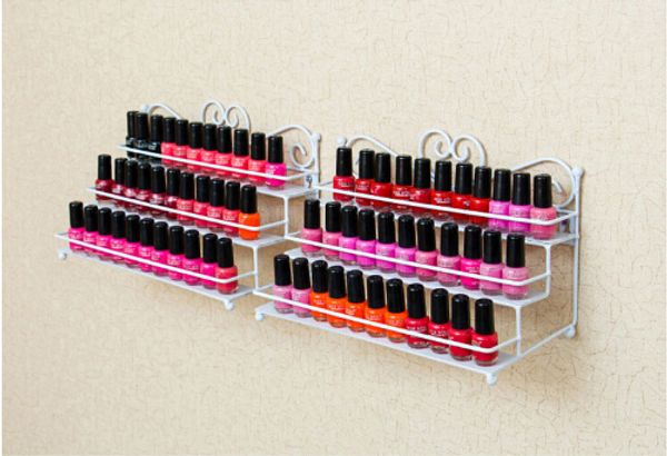 Nail Polish Desktop Rack 3 Layers Display Stand Storage Holds Iron Art Shelf Holdr Case Shelf Nail Salon