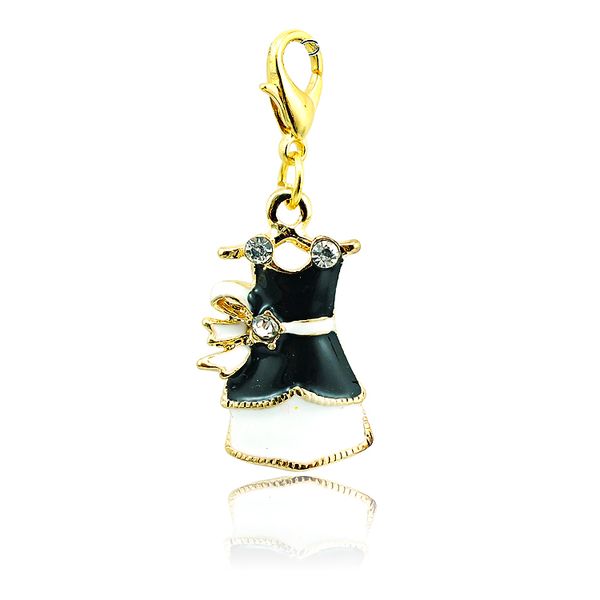 

Fashion Floating Charms Gold Plated Enamel Dress Lobster Clasp Alloy Charms Girls DIY Jewelry Accessories Mix Order