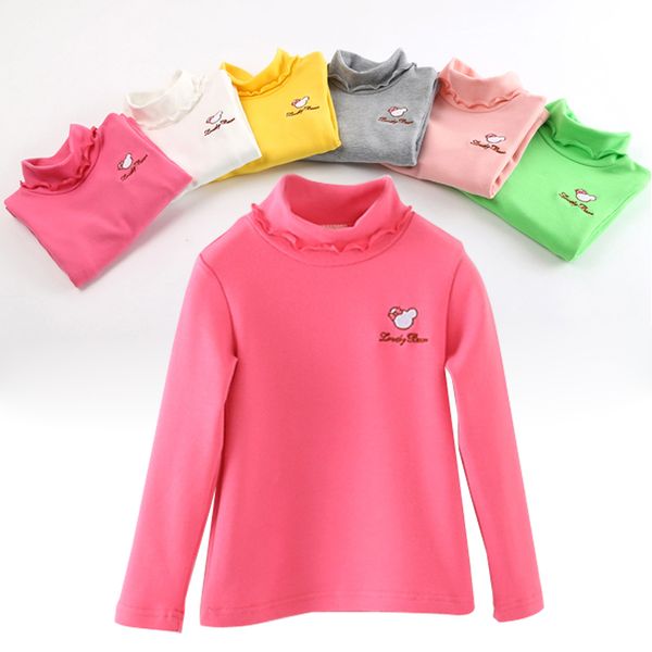 

winter autunm baby girl boy sugar color long sleeves solid color sweatershirt cotton turtleneck kids bottoming shirt ing, Blue