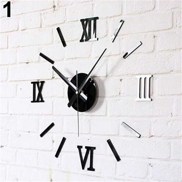 

wholesale- 3d acrylic mirror surface roman numerals wall clock stickers home diy decor 10wg