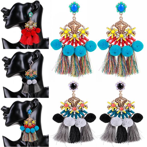 

fashion jewelry bohemian multi-layer tassel earrings fashion simple multi-layer tassel fur ball temperament earrings 3 styles dhl d312q, Silver