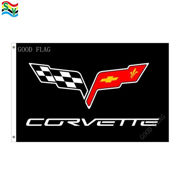 

goodflag corvette black flags banner 3x5 ft 90*150cm polyster outdoor flag