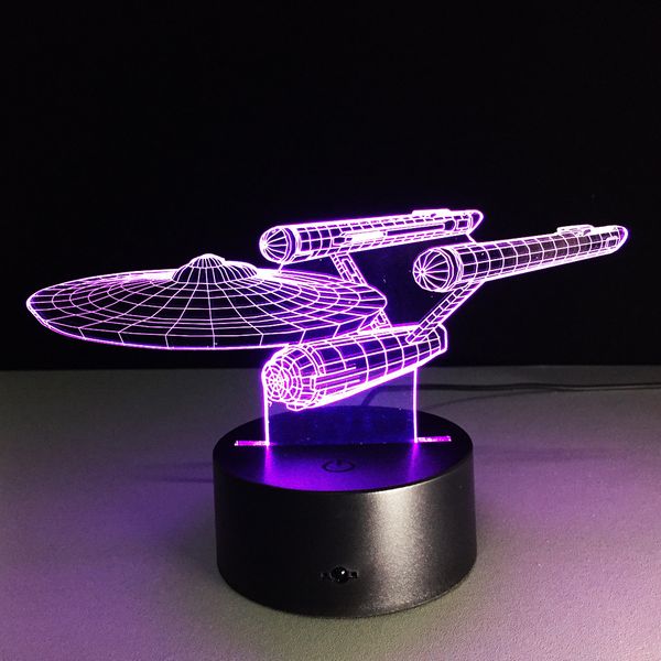 

2017 USS Enterprise 3D Оптическая Иллюзия Лампа Night Light DC 5 В USB Зарядка 5-й Батареи Оптовая Drops