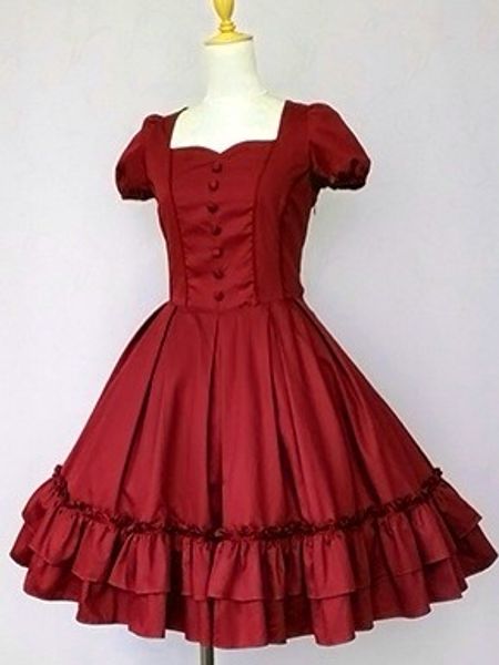 

llt002) long sleeveless sweet lolita short dress ball gown fancy prom dress halloween party masquerade costume, Black;red