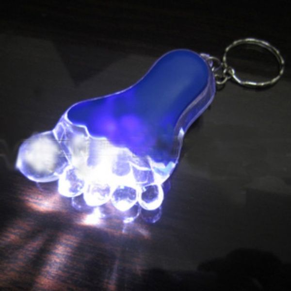 

new acrylic small foot led key chain cute keychains small flashlight outdoor keychain 4 colors ing, Silver