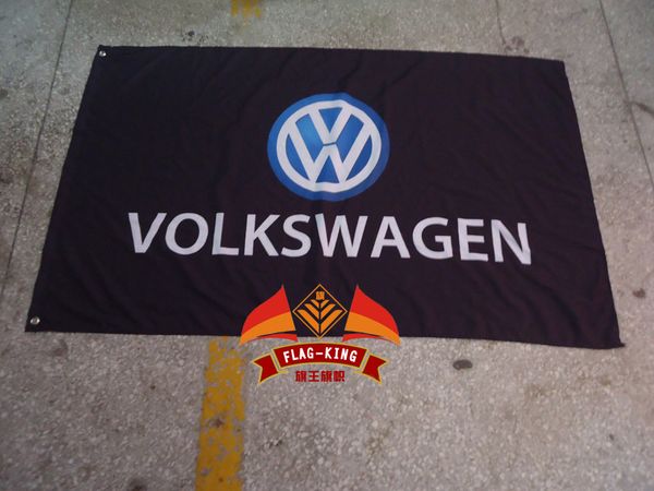 

100% полиэстер 90 * 150см, флаг гоночной команды Volkswagen Black, черный баннер Volkswagen, цифрова