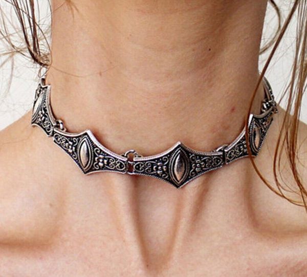 

silver color short chain necklace retro punk necklace collar pendant necklaces size length 32cm 2016 october style