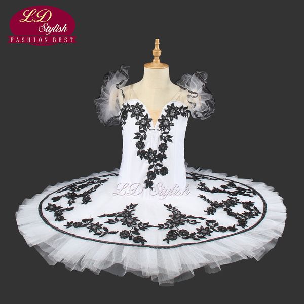 

white swan lake ballet tutu pancake women flowers professional tutus ballet stage performance costumes dancewear clothes ld0016, Black;red
