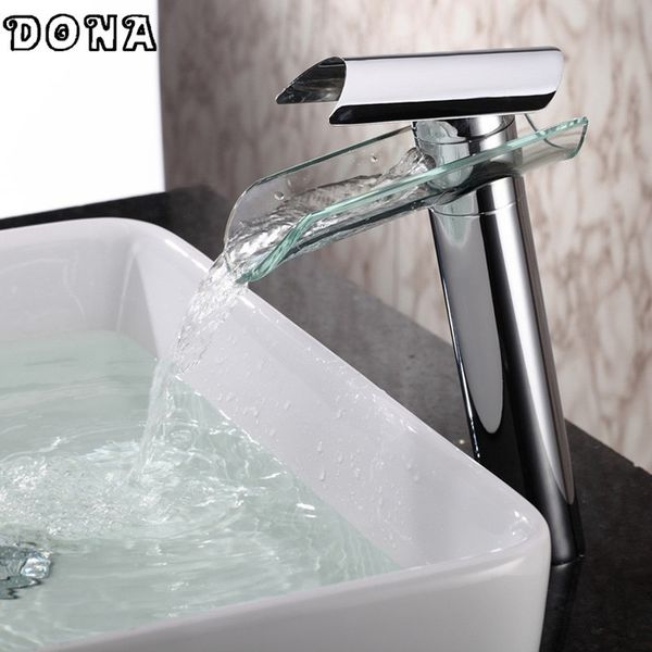 

wholesale- brass round glass bathroom sink faucet water tap waterfall faucet bathroom torneira para banheiro dona4053
