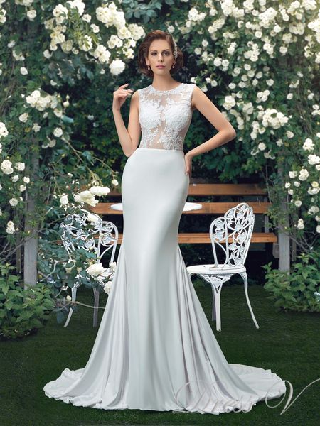 

Charming Beach Wedding Dresses 2019 Plus size Trumpet Sexy See Through Lace Top Scoop Bridal Gowns Vestido de Noiva Custom Made