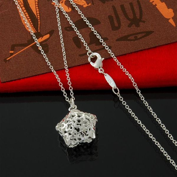 

shiny 925 sterling silver thin chain necklace hollow star pendant necklace christmas gift for women ing