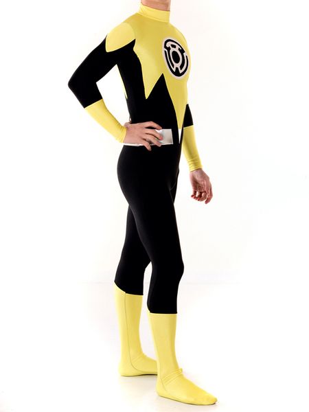 

lantern sinestro corps custom made yellow lantern superhero costume halloween party cosplay zentai suit, Black;red