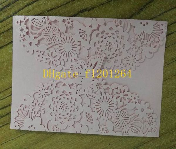 500 pçs / lote Decor180x120mm 150x150mm Laser Cut Borboleta Cartão de Convite de Casamento Cartões Do Partido Lembranças de Casamento Convidar cartão