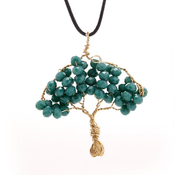 

wholesale fashion chakra crystal stone tree of life necklaces reiki healing charm jewelry natural stone pendant, Silver