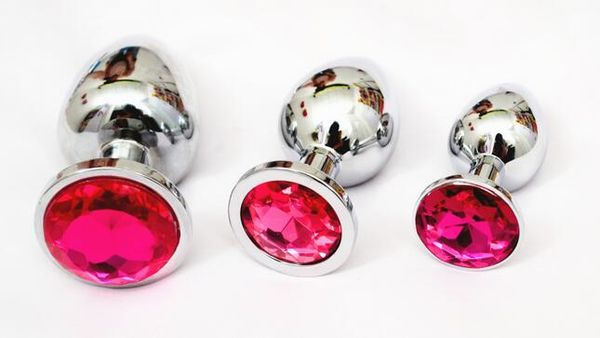 Metall Analplug 3 Größen 7,5 cm 8,5 cm 9,5 cm Analspielzeug, Butt Plug, Booty Beads, zufällige Farben Metall + Kristalljuwel 15