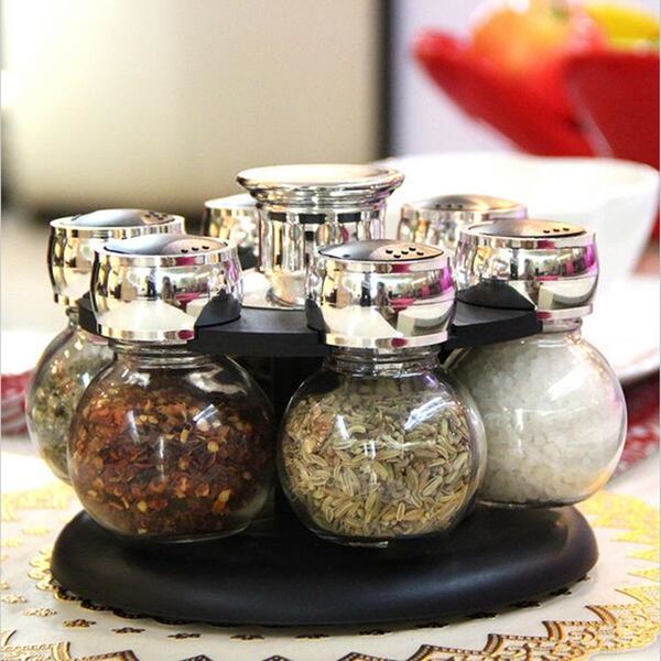 Ratary Seasoning Storage E Bottle Rack Kitchen Salt 6pcs Set Ratary Seasoning Storage E Bottle Rack Kitchen Salt And Pepper Cruet Condiment