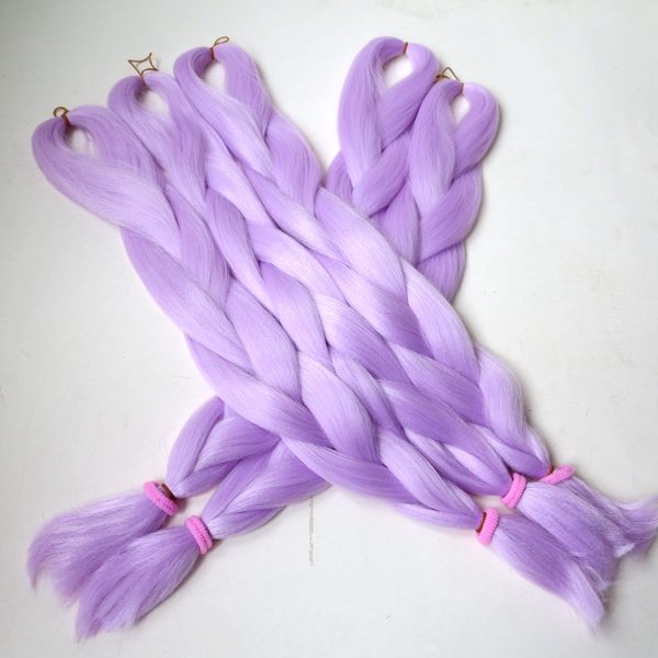 

Светло-фиолетовый 1шт плетение волос kanekalon Джамбо коса волос 24-дюймовый синтетических волос канекалон Брэдинг светло-фиолетовый плетение волос