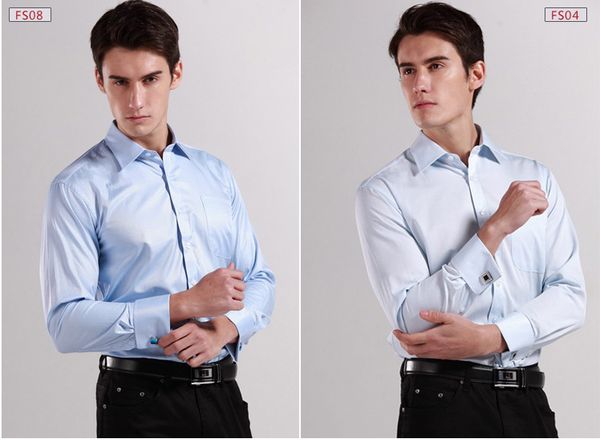

wholesale- quality mens classic french cuff shirt brand formal shirts for men long sleeve dress shirt men business man shirts 17colors, White;black