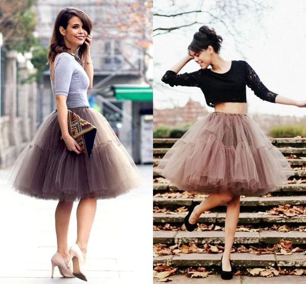 

in stock 2017 new summer tutu tulle skirts fashion skirts women party knee-length 6 hoops saias femininas formal faldas cortas cpa539, White