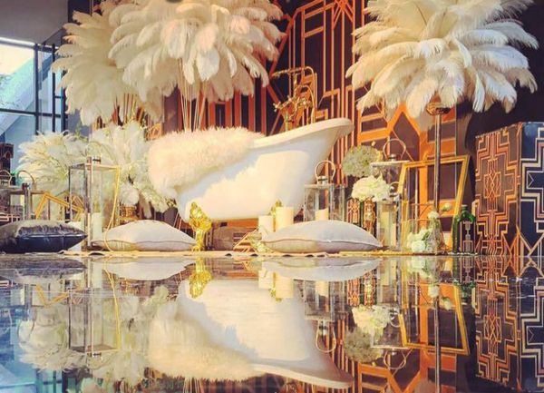 

white spot wedding ostrich hair 15-80cm stage floral decoration of 100 kinds of color can be customized dyeing road