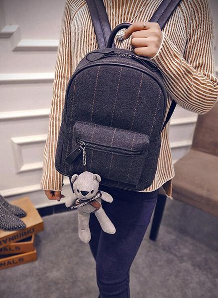 

2016 new backpack female korean version schoolbag college wind bear simple backpacks women student travel woolen backpack