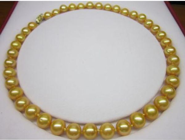 

10-11mm genuine gold south sea pearl necklace yellow 14k mark clasp 18, Silver