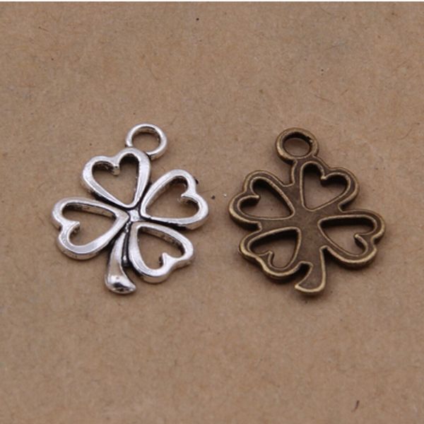 

1000 pcs Four Leaf Clover charms pendant 16x12 mm antique silver and bronze colors free shipping